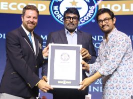 Megastar Chiranjeevi awarded the Guinness Book of World Record by Aamir Khan and Guinness book officials